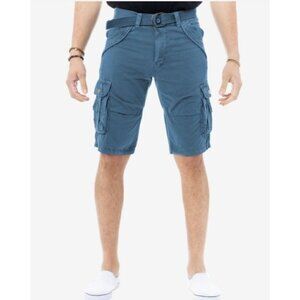 X RAY Mens Classic Fit Twill Cargo Shorts Majolica Blue Size 40 NEW